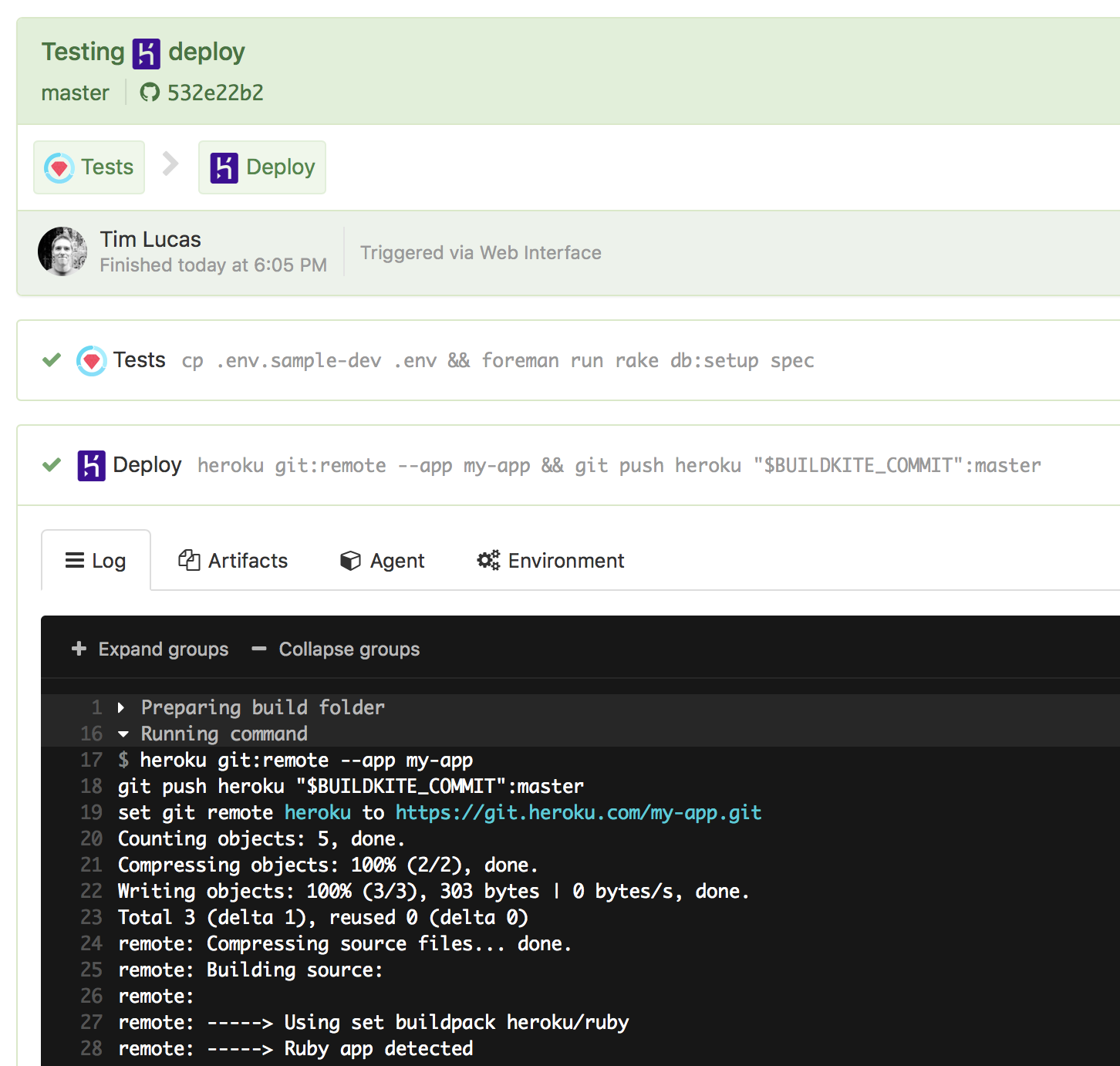 Buildkite Heroku deploy success