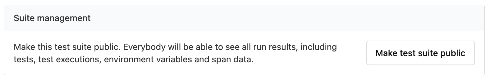 Public test suite settings